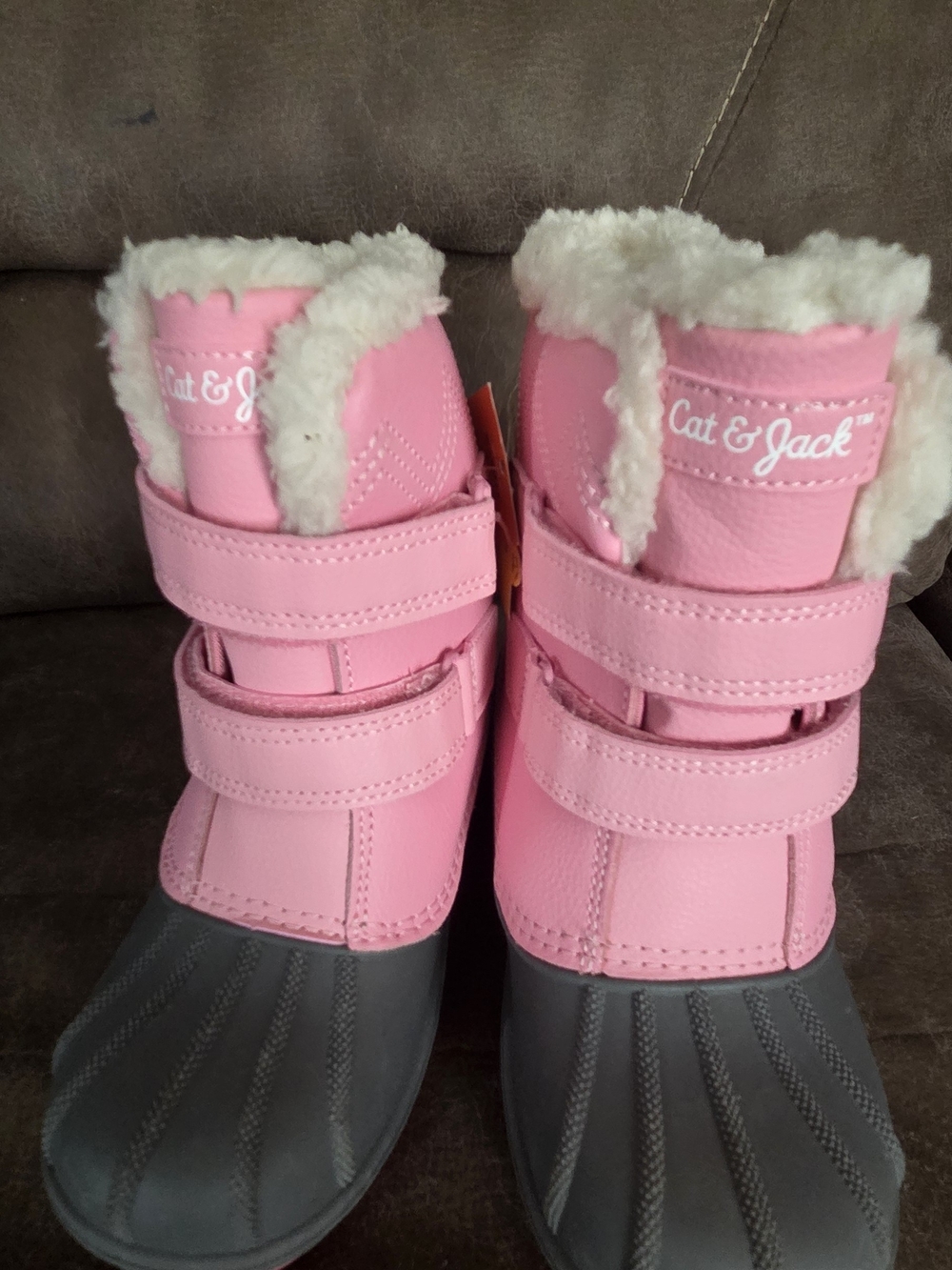 Cat & Jack Pink Faux-Fur Strap Snow Boots